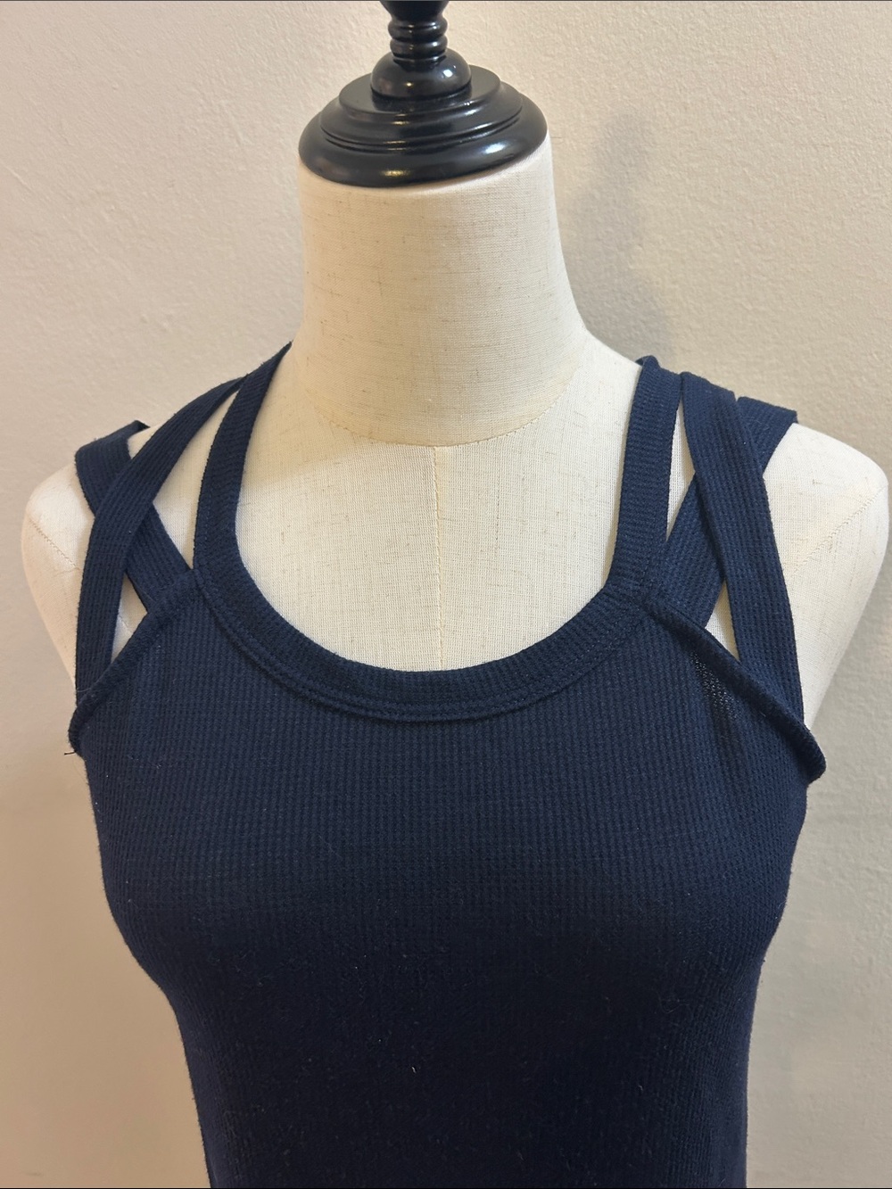 7th Ray Navy Double-Strap Ribbed Tank* - Picture 4 of 9